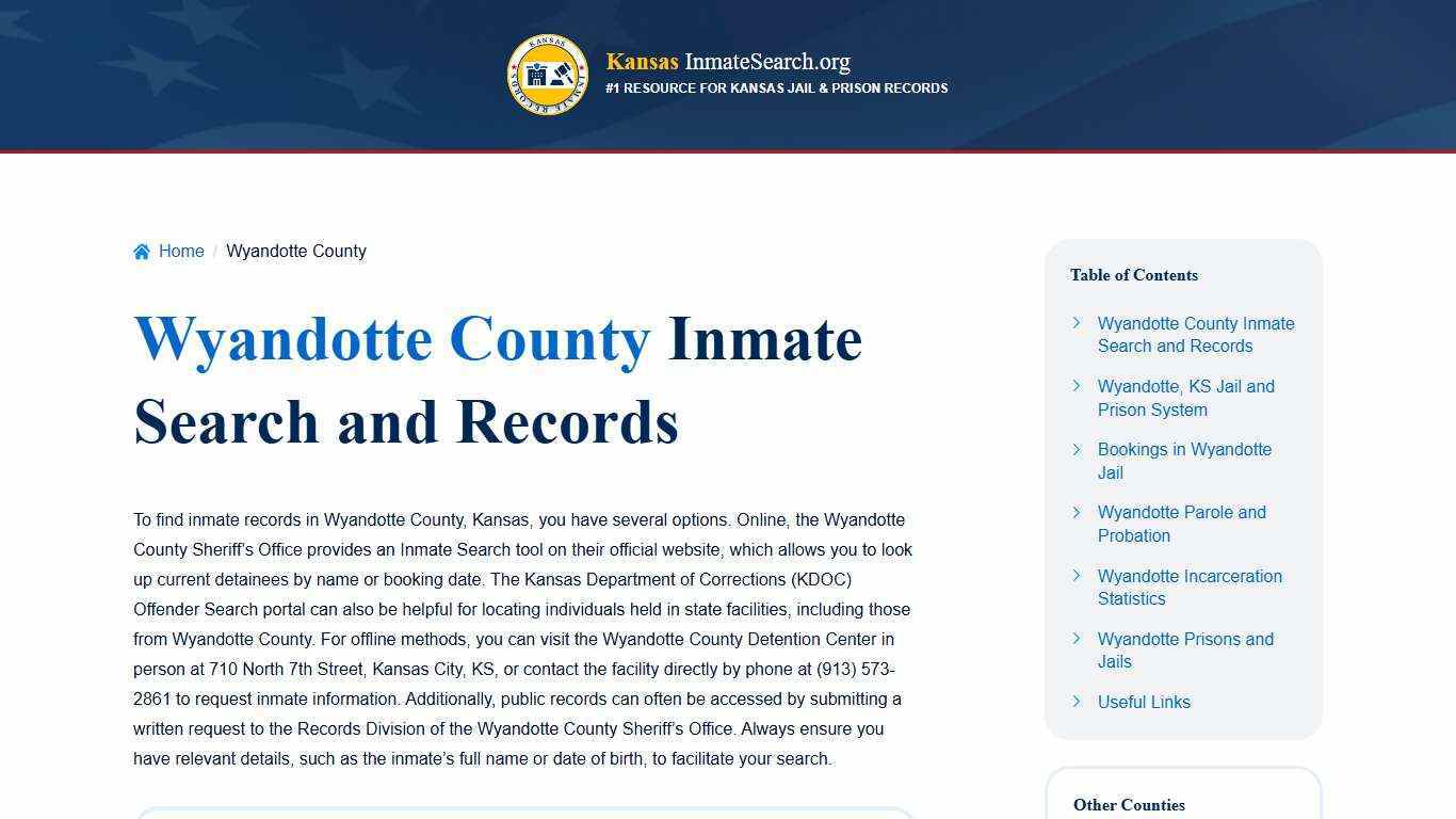 Wyandotte County, KS Inmate & Jail Records Lookup