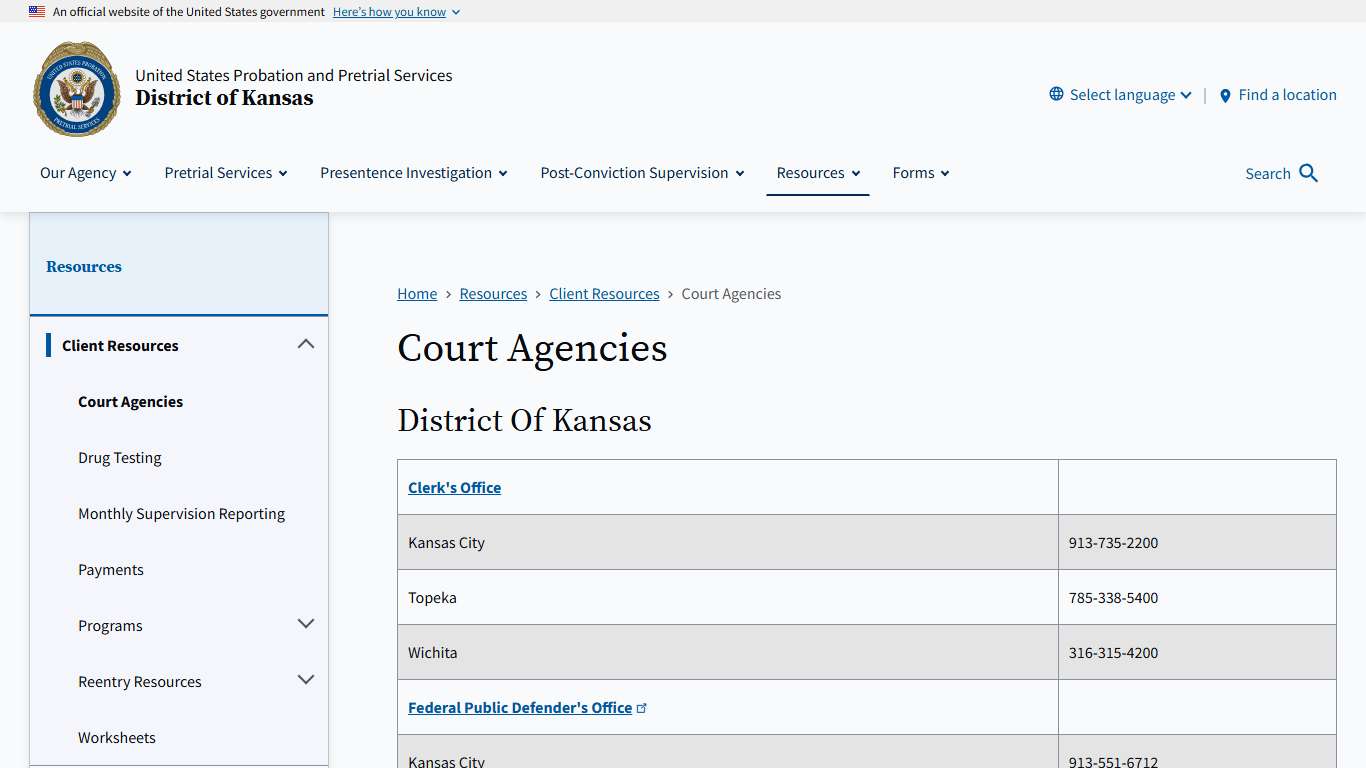 Court Agencies | District of Kansas | United States Probation and Pretrial Services