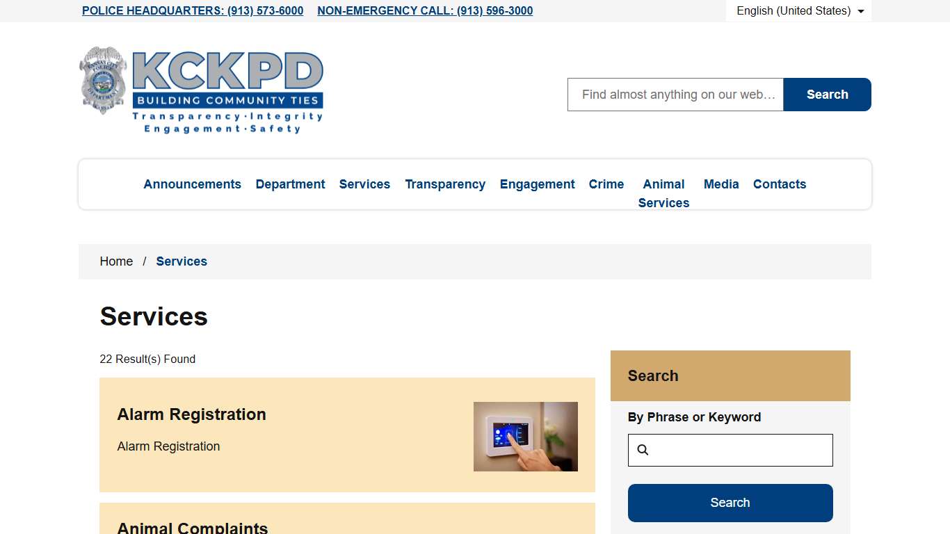 Services Kansas City, Kansas Police Department